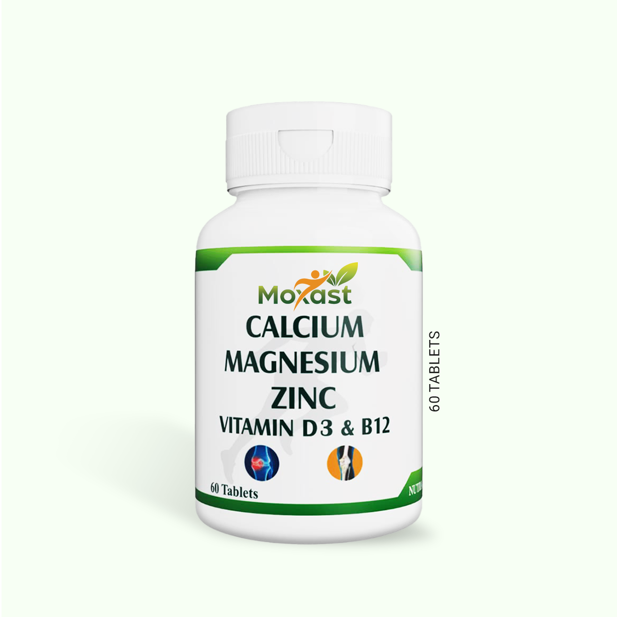 Moxast Calcium, Magnesium, Zinc, Vit D3 and Vit B 12 Tablets - 60 Tablets