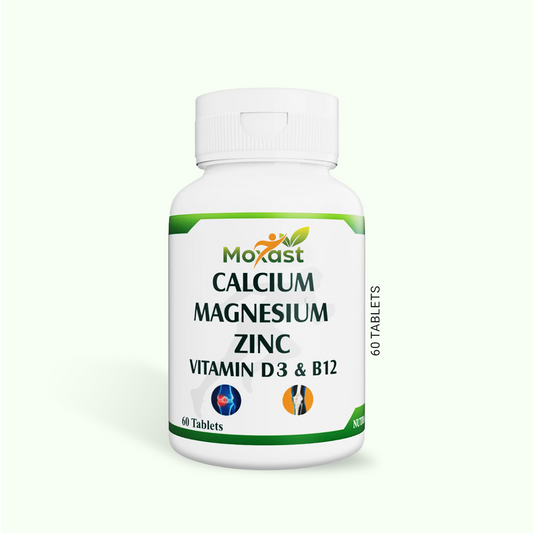 Moxast Calcium, Magnesium, Zinc, Vit D3 and Vit B 12 Tablets - 60 Tablets