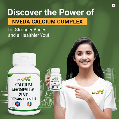 Moxast Calcium, Magnesium, Zinc, Vit D3 and Vit B 12 Tablets - 60 Tablets